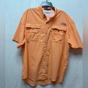 Columbia Men's Casual Orange Button-Down Shirt